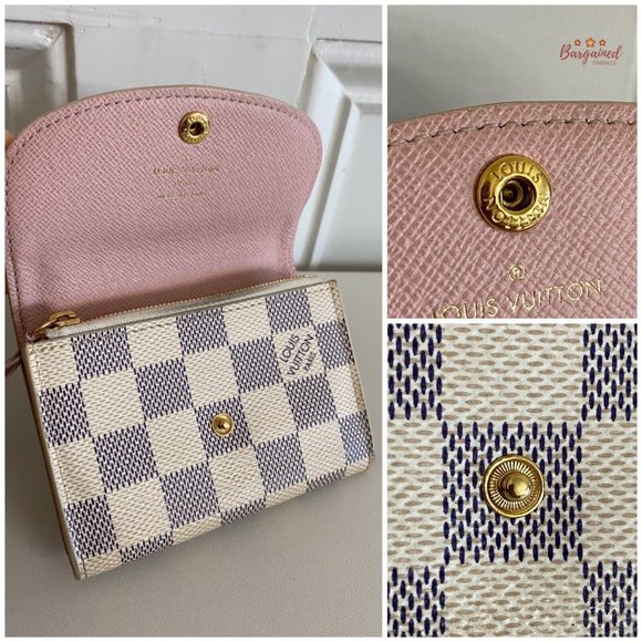 Authentic Louis Vuitton Damier Azur Coated Canvas Leather Rosalie Coin Purse - Picture 7 of 12